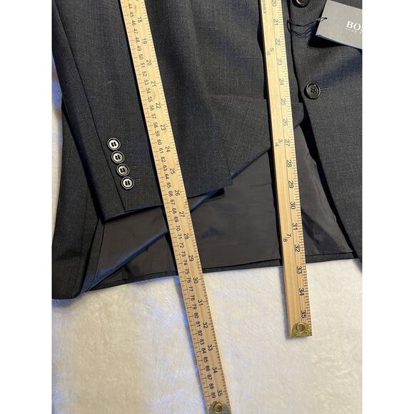 New Hugo Boss 46L 38x37 Dark Charcoal Gray Nailhead Designer Suit Virgin Wool - Picture 13 of 16